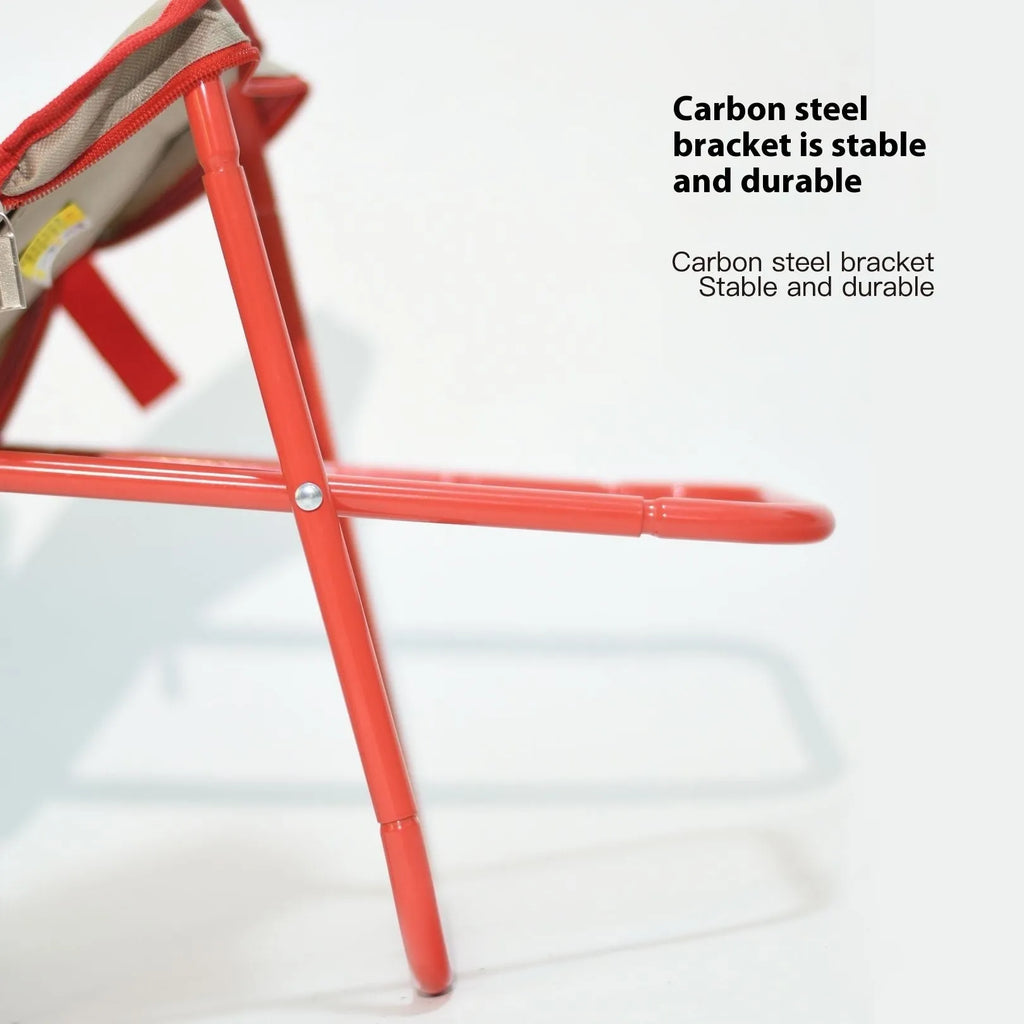 Lightweight foldable camp chair stool in Oxford fabric shown in a khaki colour.