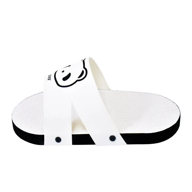 White corrugated paper cat scratch board in slipper style design on neutral background