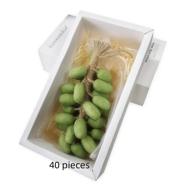 Handmade grape soap bars in black, green, purple and litchi varieties, 120g each