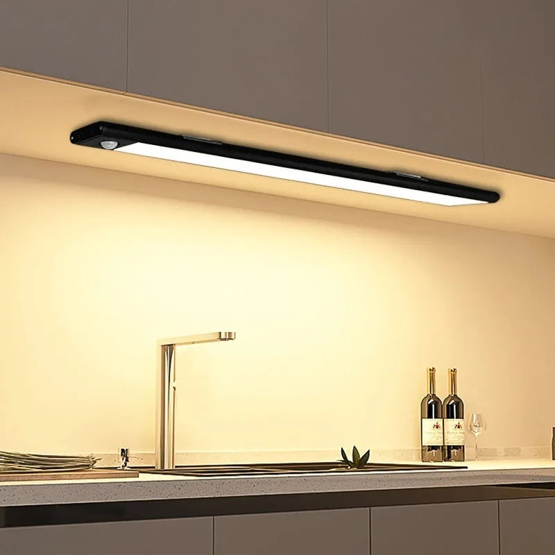 30cm smart LED strip human sensor light in silver with magnetic and self-adhesive mounting for wardrobe cabinet use