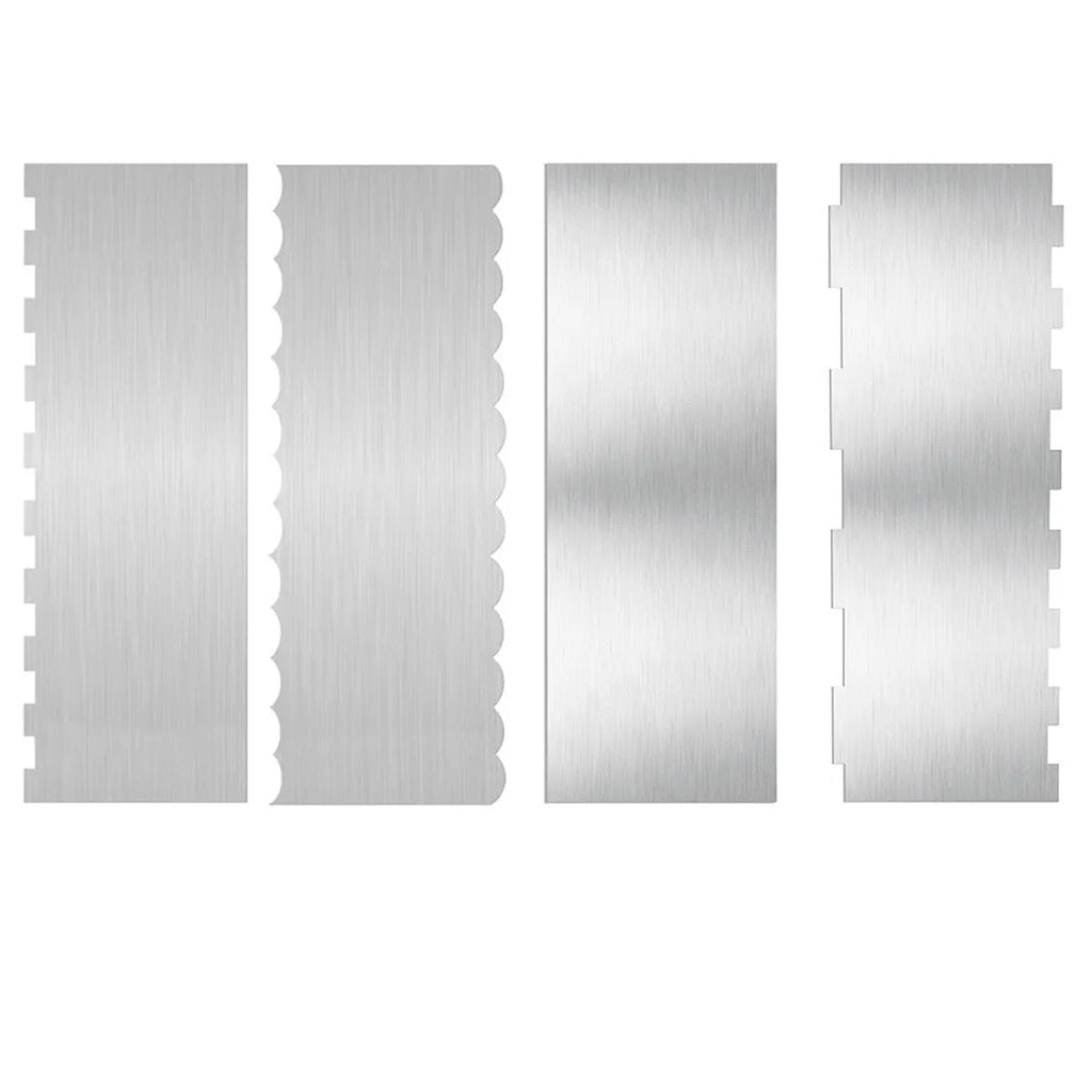 Stainless steel cake scraper with polygon pattern design for cake decorating