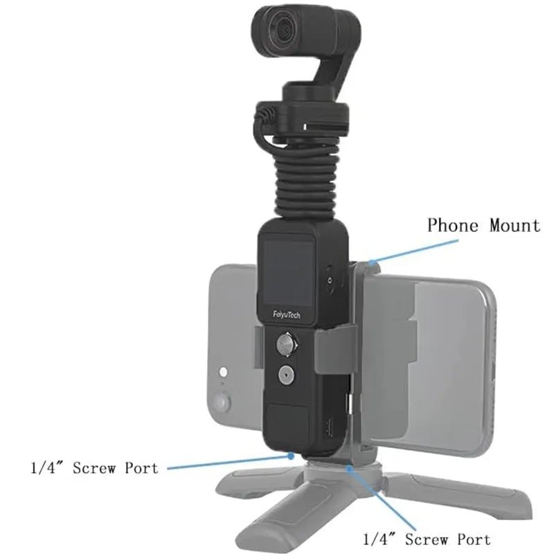 Feiyu Pocket2S pocket gimbal camera with magnetic suction base in black, 4K HD, aviation aluminium alloy