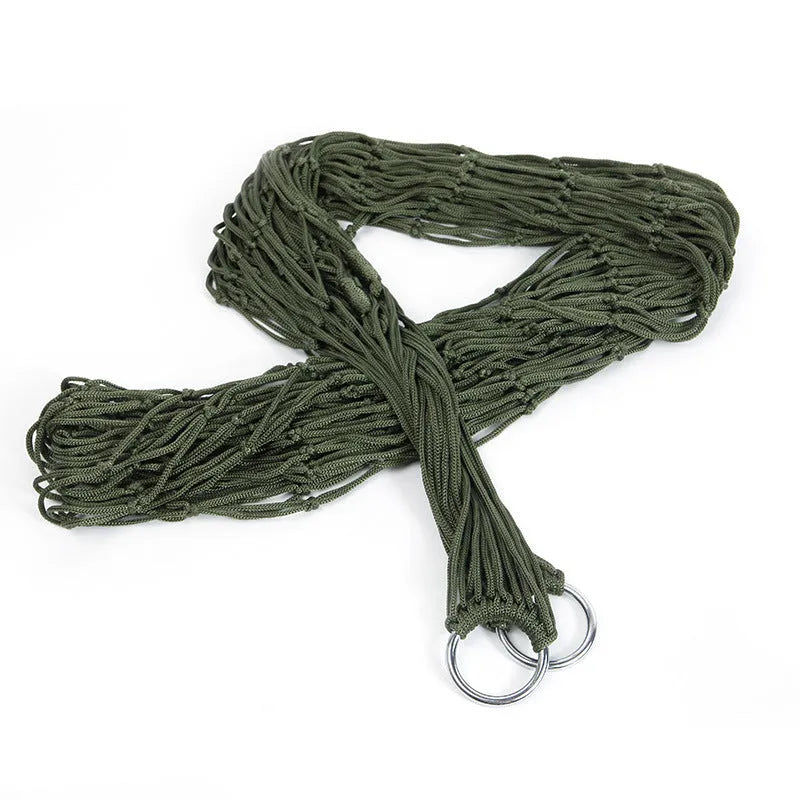 Outdoor Supplies 9-strand nylon rope hammock in red colour, portable design for camping or garden use
