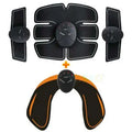 EMS hip muscle training stimulator with remote control and two gel pads in orange