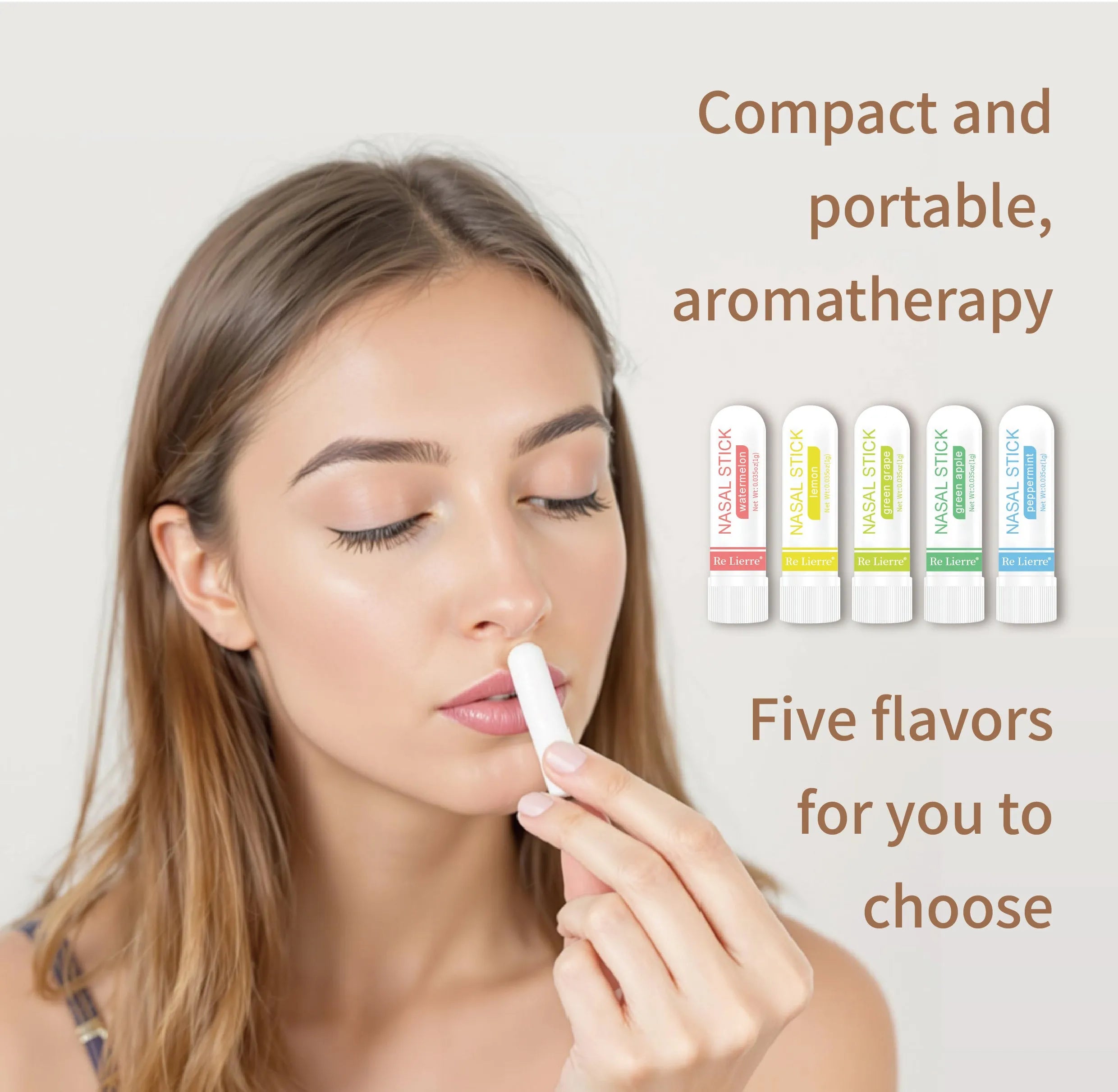 Re Lierre 5-in-1 Nasal Energy Bar white plastic inhaler stick with cap for breathing support