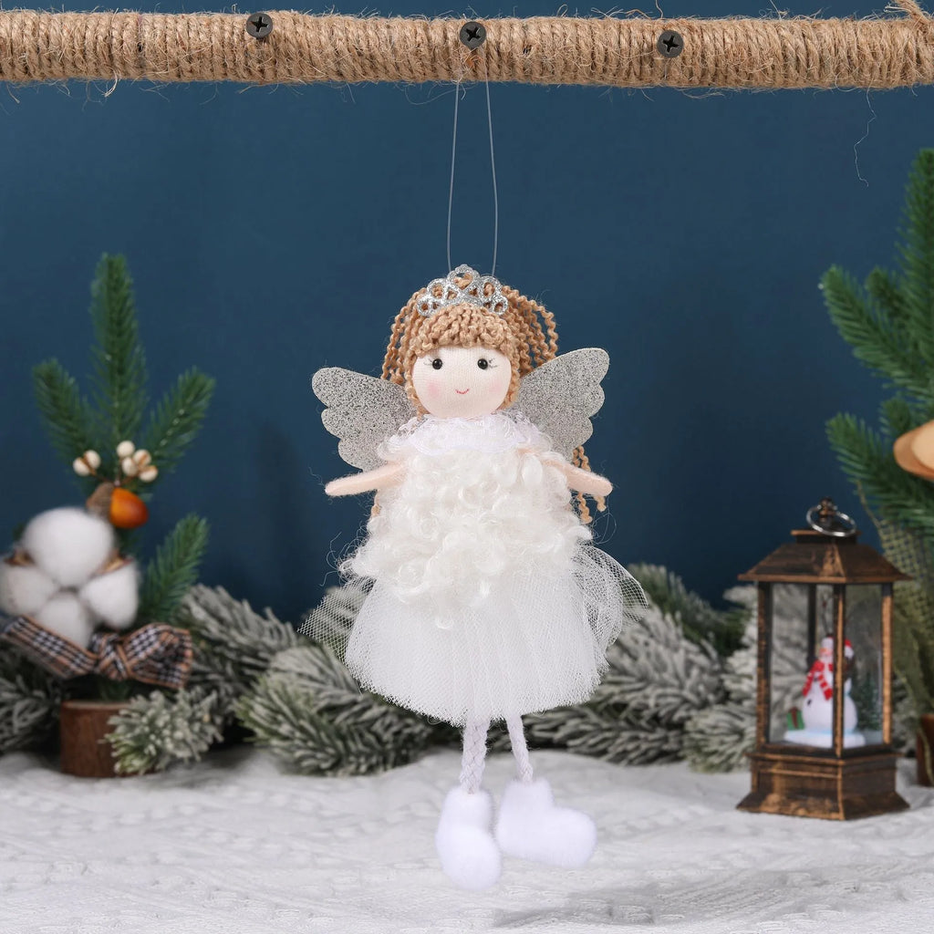 Christmas angel cartoon fabric hair pendant for girls high ponytails in white, pink, khaki colours