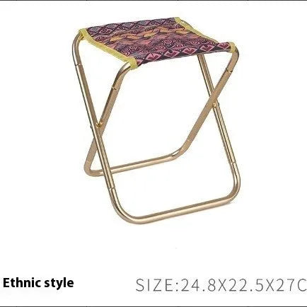 Black aluminium alloy folding camping stool in train-style design for outdoor use