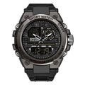 Trendy digital waterproof electronic watch with round dial, zinc alloy case, acrylic mirror, men's multifunctional timepiece