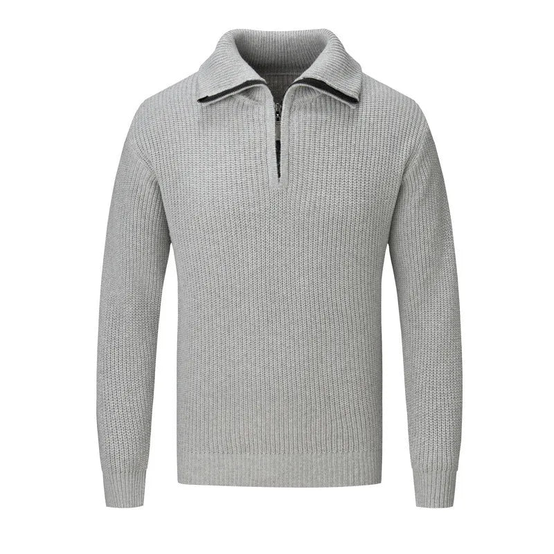 Men's loose slim fit solid colour pullover sweater for autumn and winter casual wear