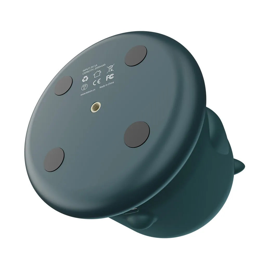 Dark green intelligent gimbal with 360 rotation for AI face tracking on cameras.