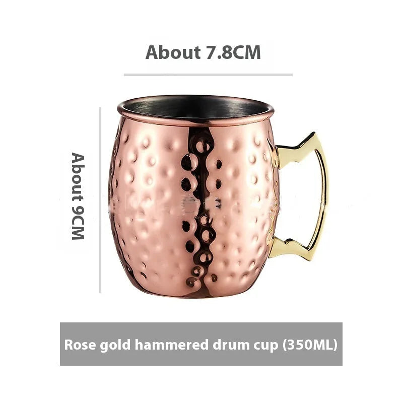 Copper plated stainless steel Moscow mule cup in a choice of hammered or smooth finish and multiple colours.