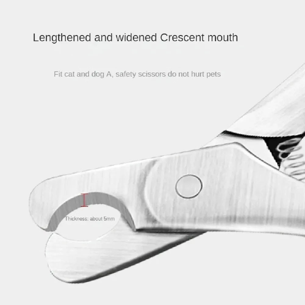 Silver professional pet nail clipper with safety guard for trimming dog and cat nails