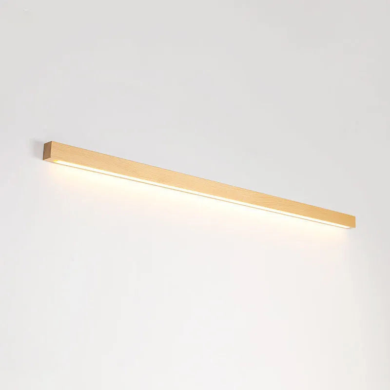 Walnut colour wood and acrylic LED strip wall lamp in modern minimalist design