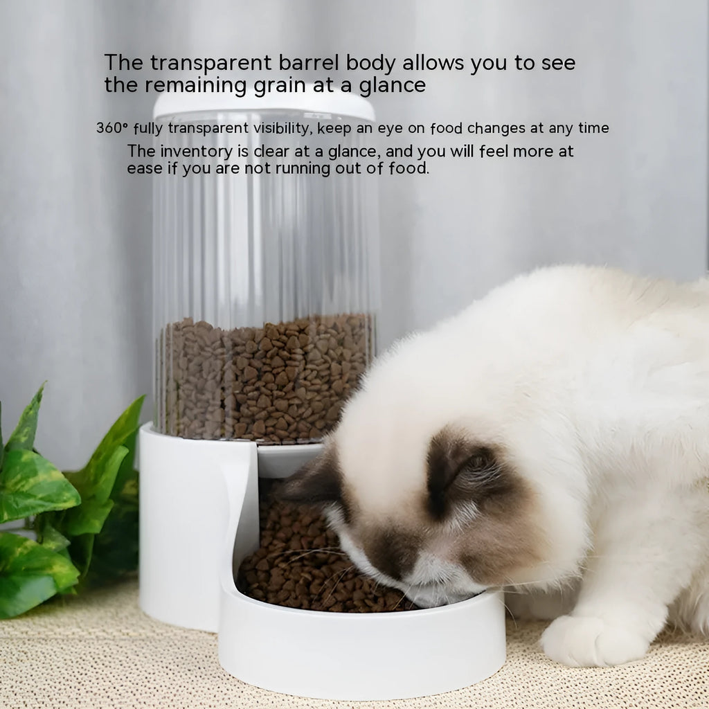Pet large capacity automatic feeder 2.7L PP material for cats and dogs ivory white format
