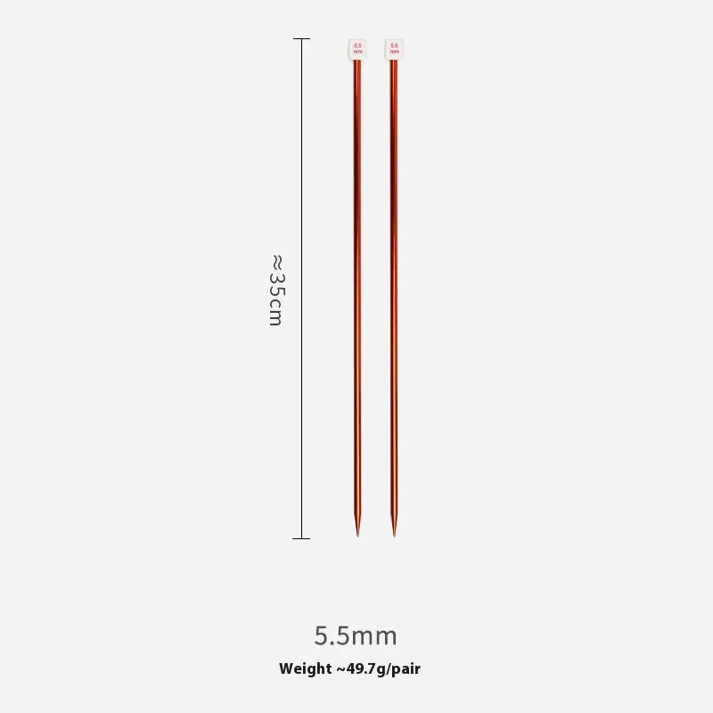 Lengthened crochet hook set with protective caps showing 14 different sizes from 2.0mm to 10.0mm