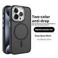 Frosted magnetic TPU phone case for iPhone 14 Pro Max with metal lens ring in black