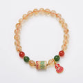Hand-woven citrine five sutra bracelet with 6mm crystal beads and geometric pattern