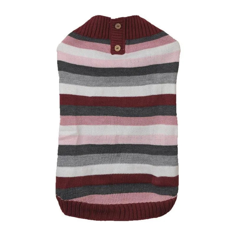 Grey dog sweater with horizontal zipper and button pocket for small to medium pets