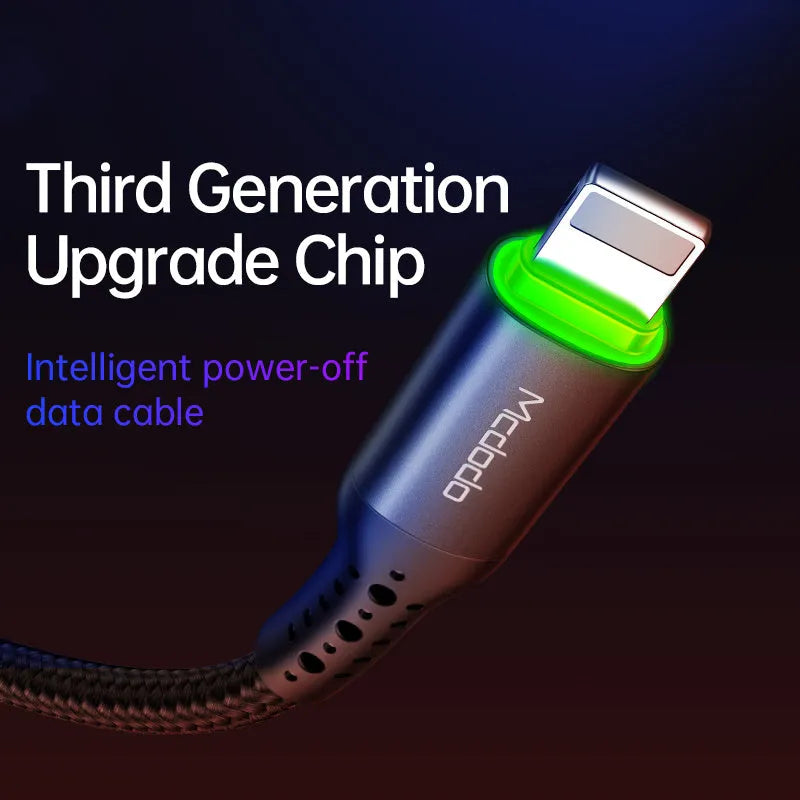 Black intelligent power-off data cable for Apple, single-head USB, 1.2m length