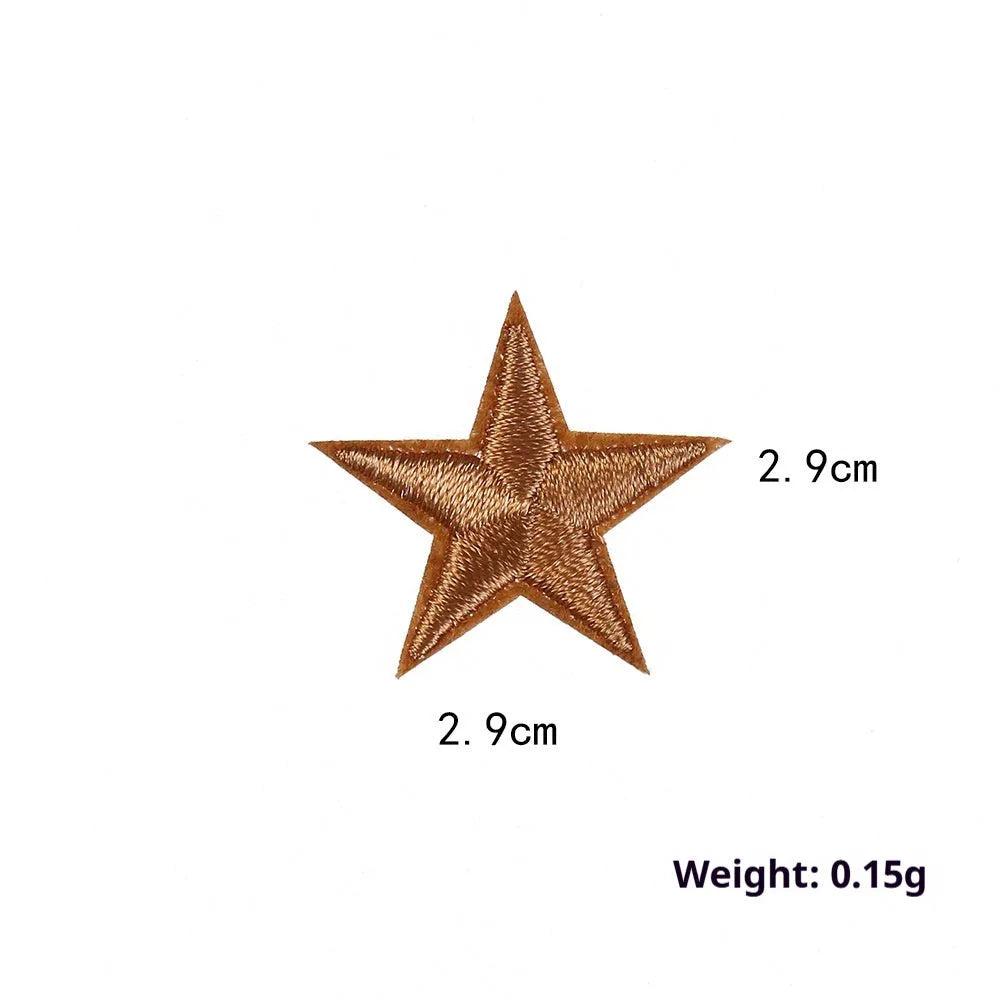 Colourful five-pointed star cloth embroidery labels for DIY clothing decoration.