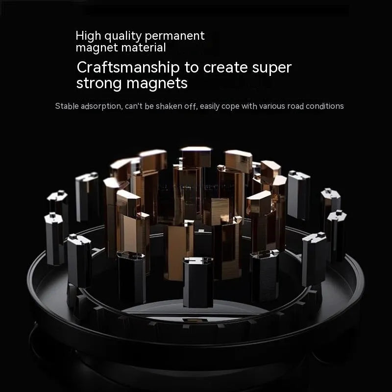 All-metal magnetic car phone mount in Qian colour, folded for storage