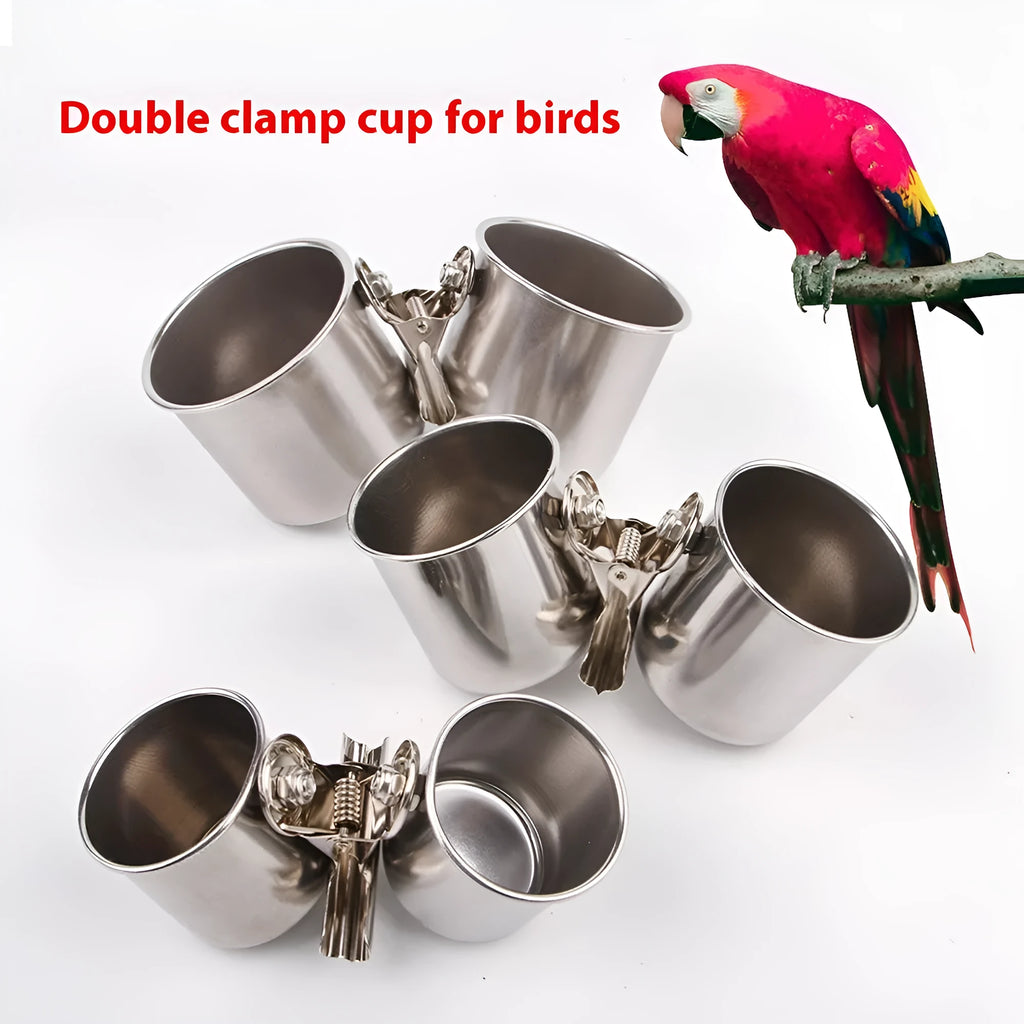 Stainless steel outdoor bird feeder in natural metal colour, shown in large size.