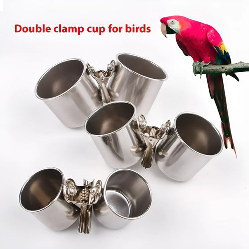 Stainless steel outdoor bird feeder in natural metal colour, shown in large size.
