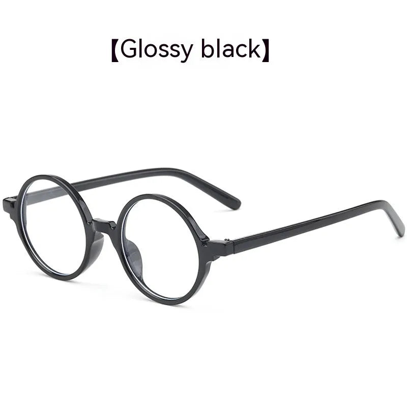 Retro round fashion glasses with no diopters in four colour options on white background
