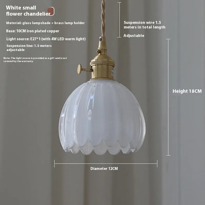 Vintage glass flower chandelier with Nordic design in amber colour for bedroom ceiling mounting