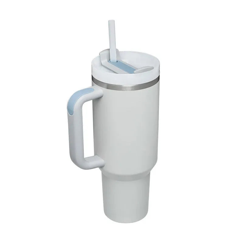 40 oz stainless steel insulated tumbler with handle and straw in multiple colours