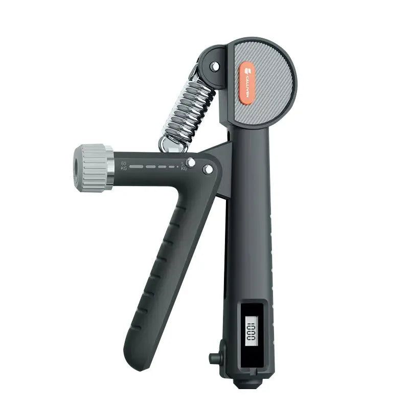 Adjustable hand grip strengthener in black, made from ABS plastic for fitness training.