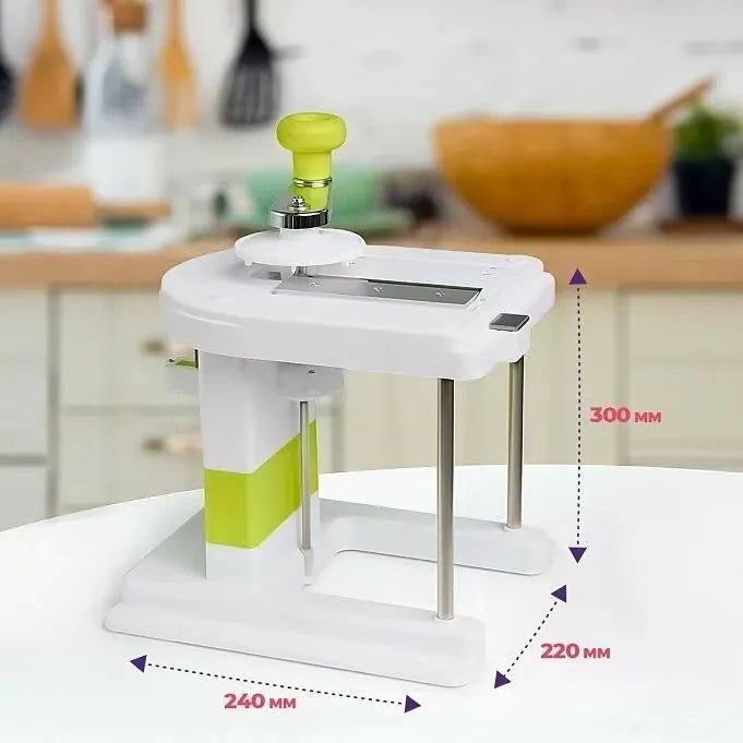 Beige stainless steel kitchen slicer grater with multiple blades for vegetable preparation