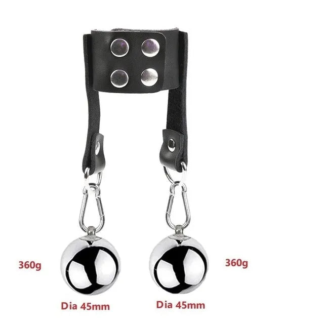 Stainless steel scrotum restraint pendant in silver finish, available in 25mm to 45mm sizes