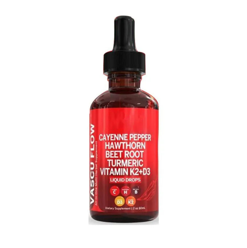 60ml bottle of Vitamin D3 K2 Hawthorn Fruit liquid supplement drops with dropper