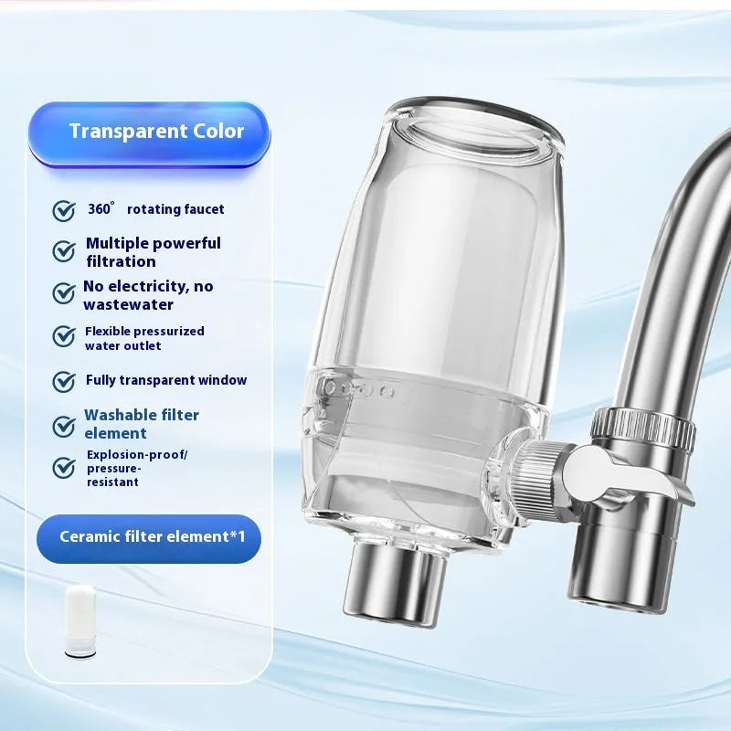 Ceramic water filter element for direct tap attachment water purification system