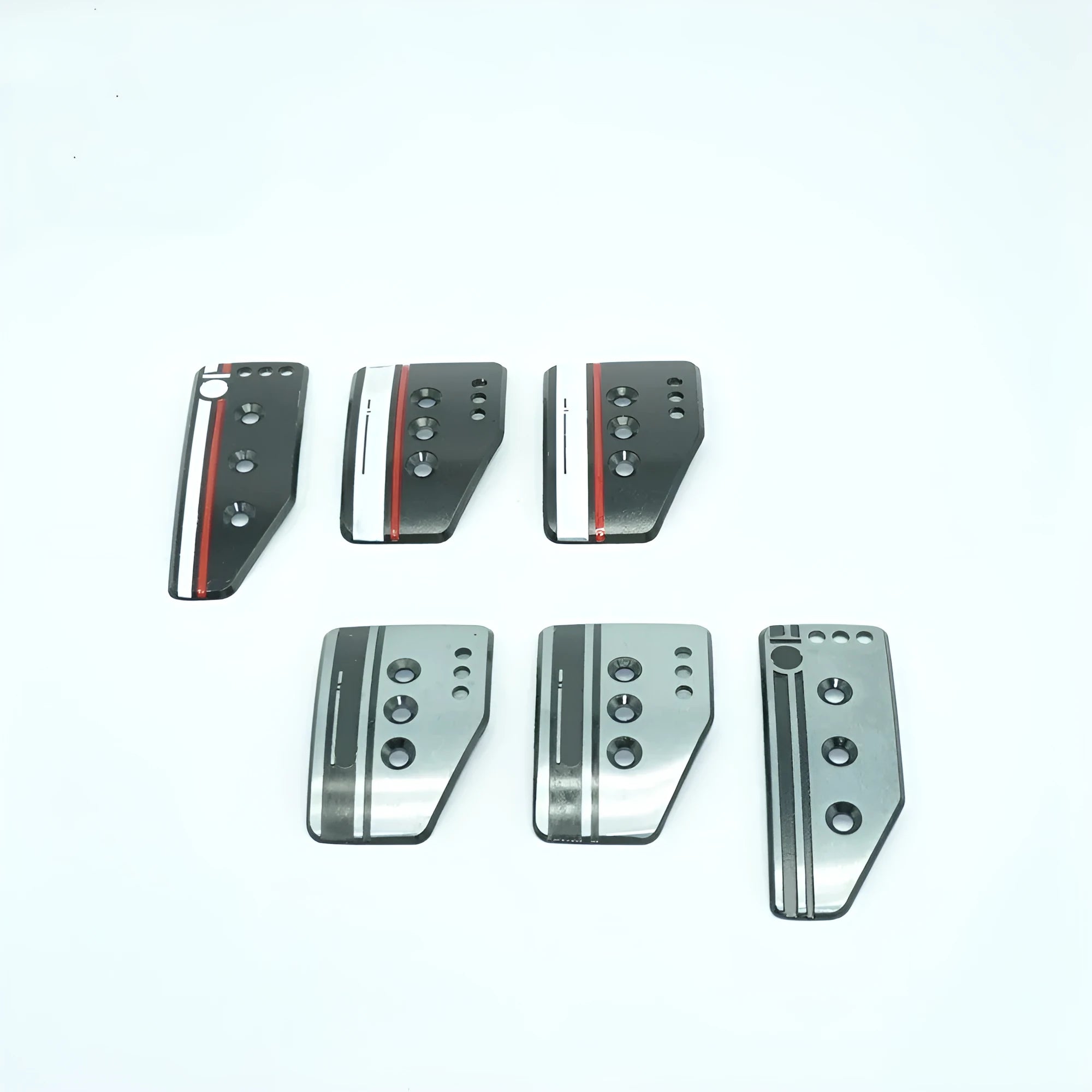 Aluminium alloy manual transmission car pedal set showing brake, accelerator and clutch