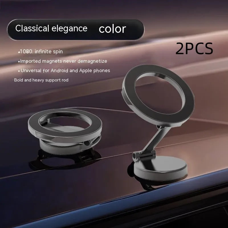 All-metal magnetic car phone mount in Qian colour, folded for storage