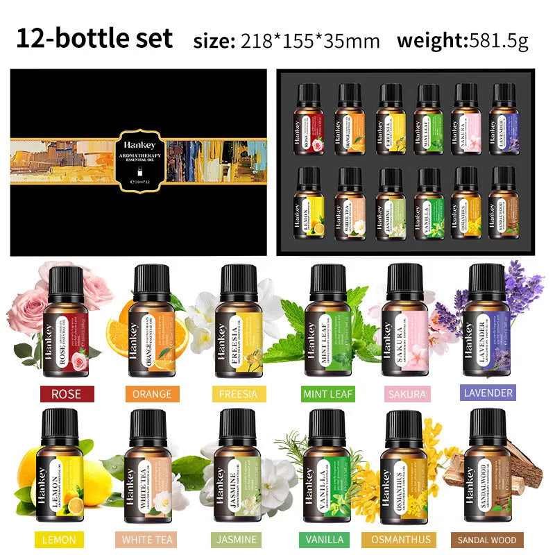 Boxed water soluble aromatherapy essential oil sets in multiple size options from 3 to 12 pieces