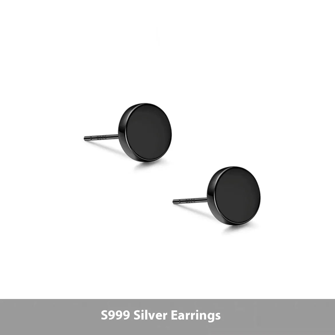 Sterling silver S999 flat ear bone studs in silver and black electroplated finishes