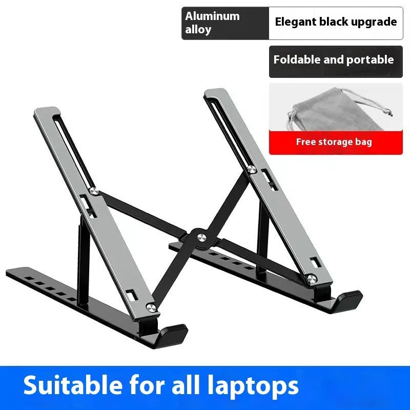 N3 aluminium alloy folding laptop stand in silver colour showing 16-18 inch size with cloth storage bag
