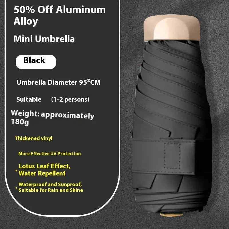 Compact 5-fold manual sun umbrella with gradient vinyl canopy in a choice of eight colours.