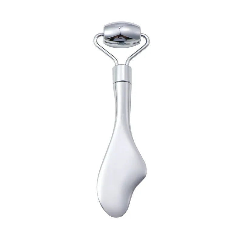 Stainless steel facial massage board set with heart-shaped design and scraping plate