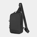 Casual black waterproof TPU chest bag with shoulder strap and internal phone pocket