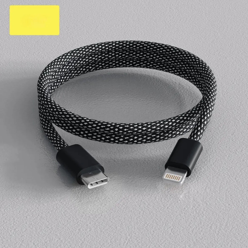 Magnetic woven-braided data cable in Tech Black with 66W fast charge and three connector types