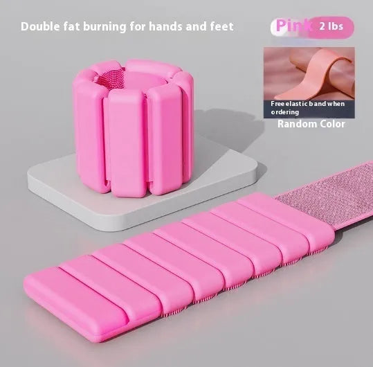 Silicone fitness bracelet with Velcro strap in black, blue, gray, or pink with 1lb or 2lb weight options