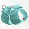 Adjustable microfiber dog chest strap shown in pink, blue, and orange colour options.