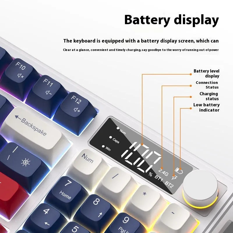 Wireless Bluetooth keyboard and mouse set with ball cap keycaps and multiple colour options on a desk