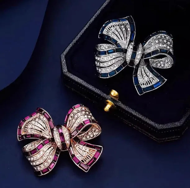 New purplish red bow alloy brooch for women with bow shape and alloy finish