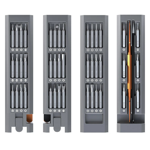 44-in-1 screwdriver set with S2 alloy steel bits in a compact storage case