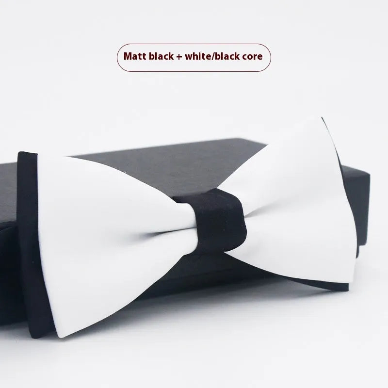 Solid colour flat head bow tie for formal wear in multiple colours including black, red, and blue.